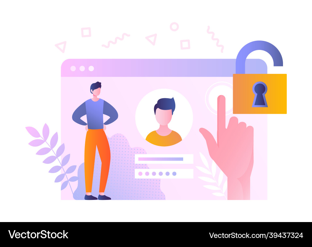Screen with login or registration data concept Screen with login or registration data concept vector image