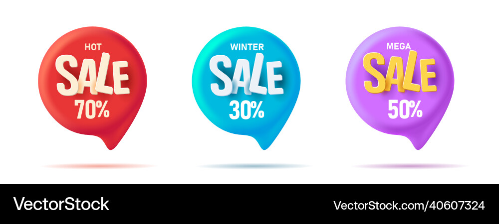 Set of colorful 3d speech bubbles tags icons Set of colorful 3d speech bubbles tags icons vector image