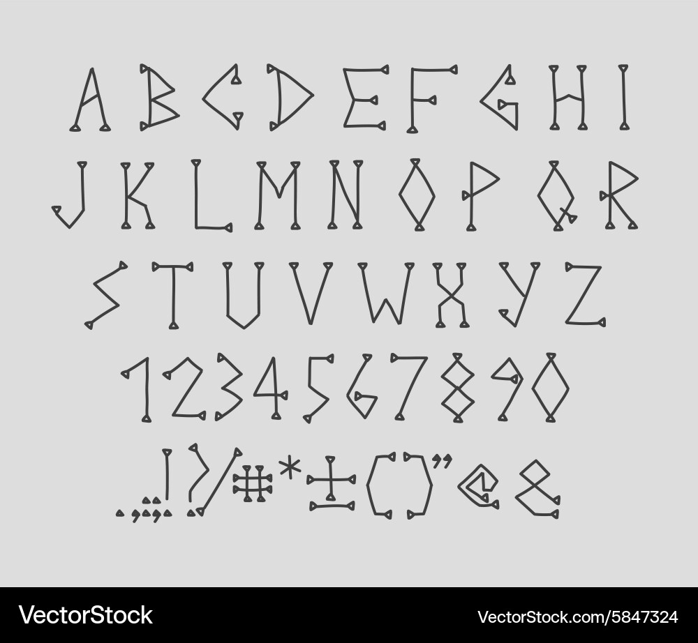 Type letters numbers and punctuation marks hand Vector Image
