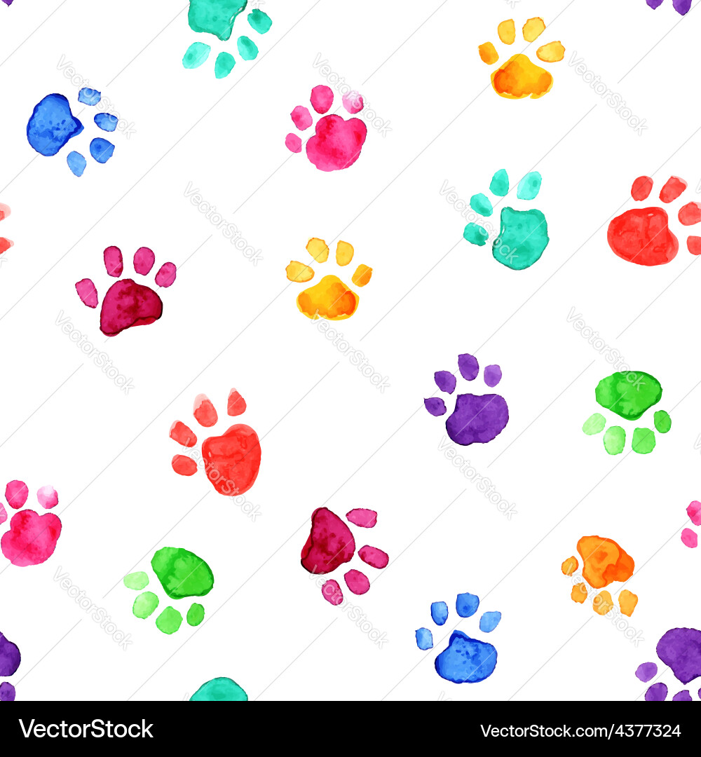 Watercolor Animal Paw Prints Vector Image