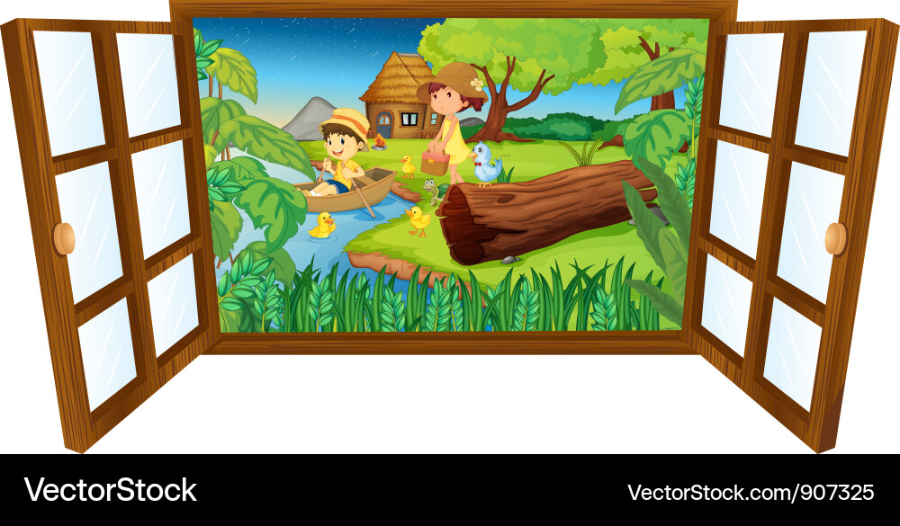 Barn Window View Vector Image