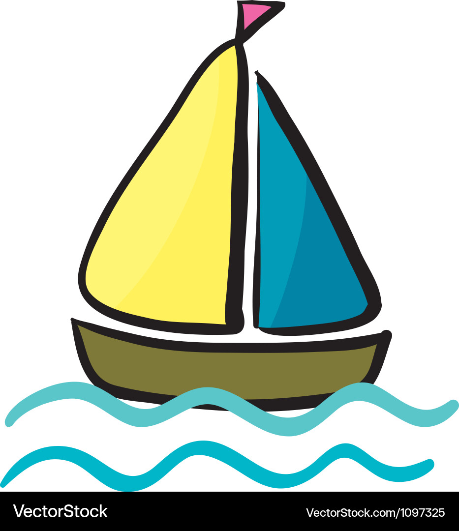 Cartoon Ship on Water Vector Image