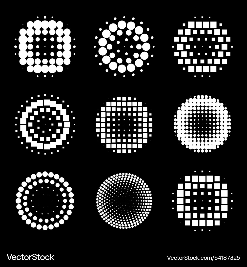 Halftone circles round gradient backgrounds Halftone circles round gradient backgrounds vector image