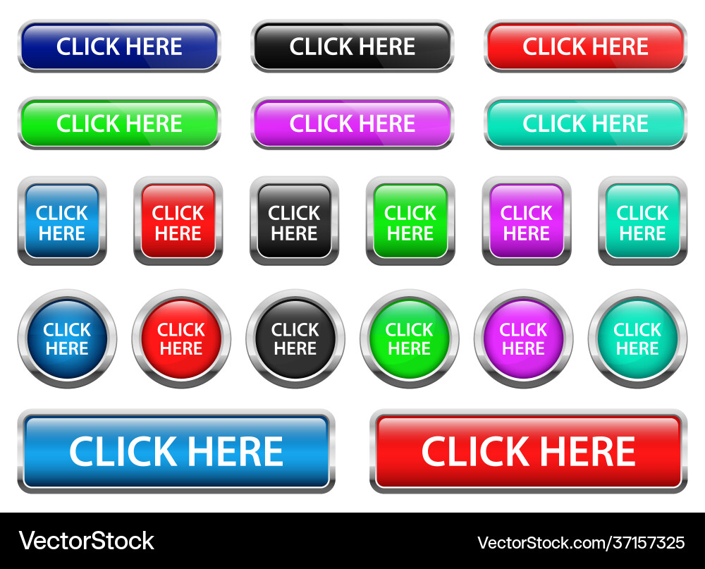 Metallic Web Buttons - Isolated Vector Image
