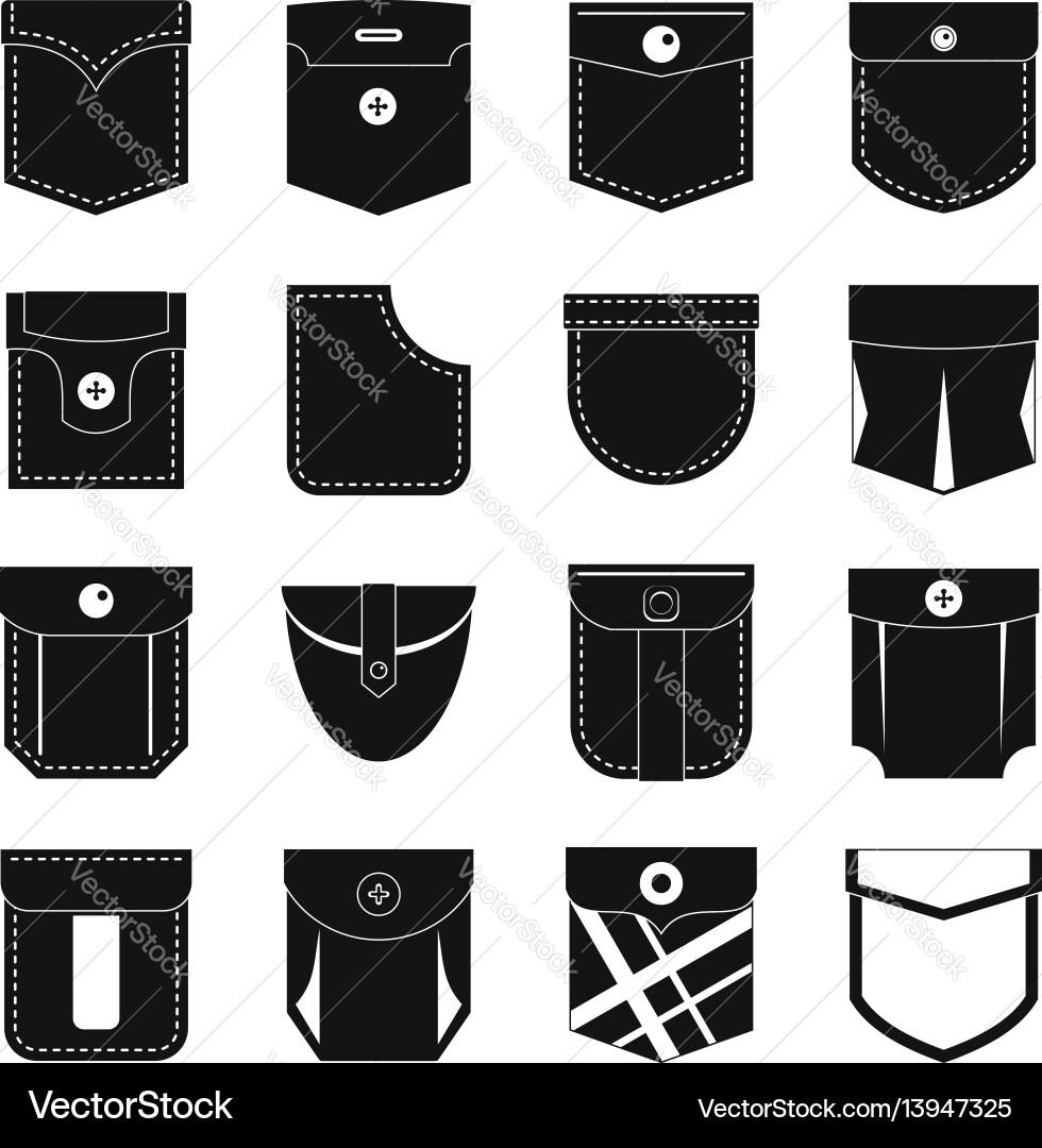 Pocket Icon Set - 16 Styles vector image