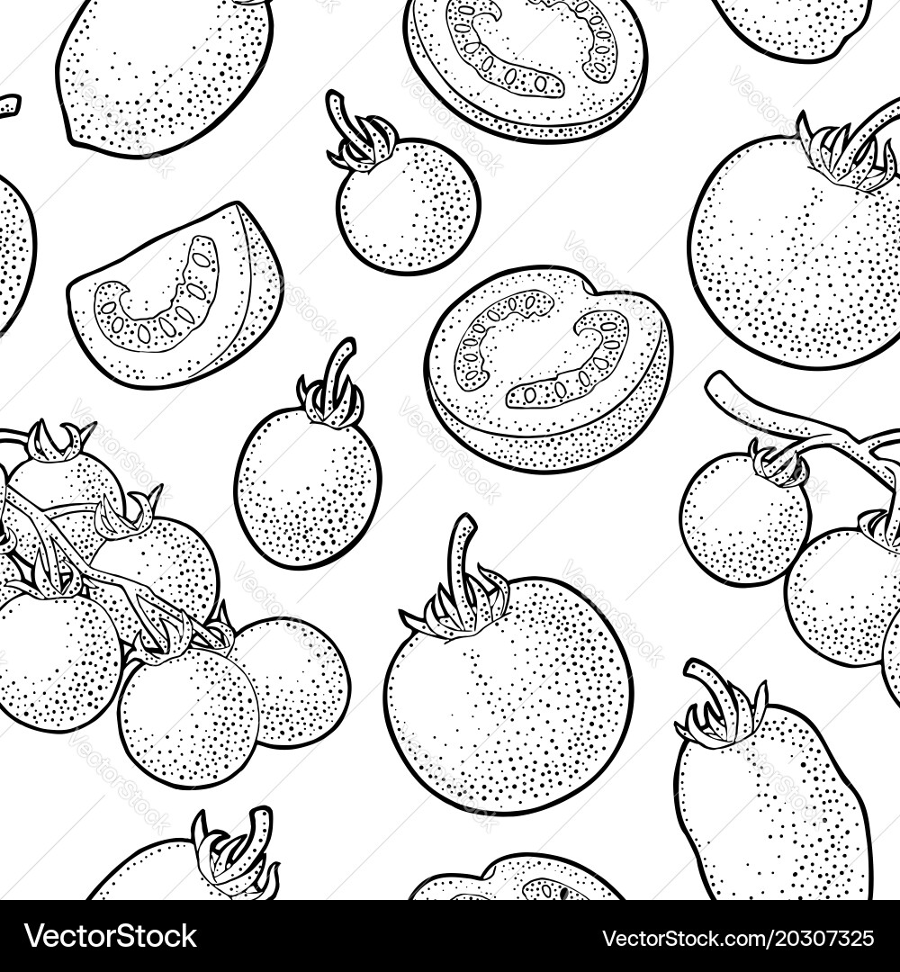 Seamless pattern with tomato half slice Vector Image
