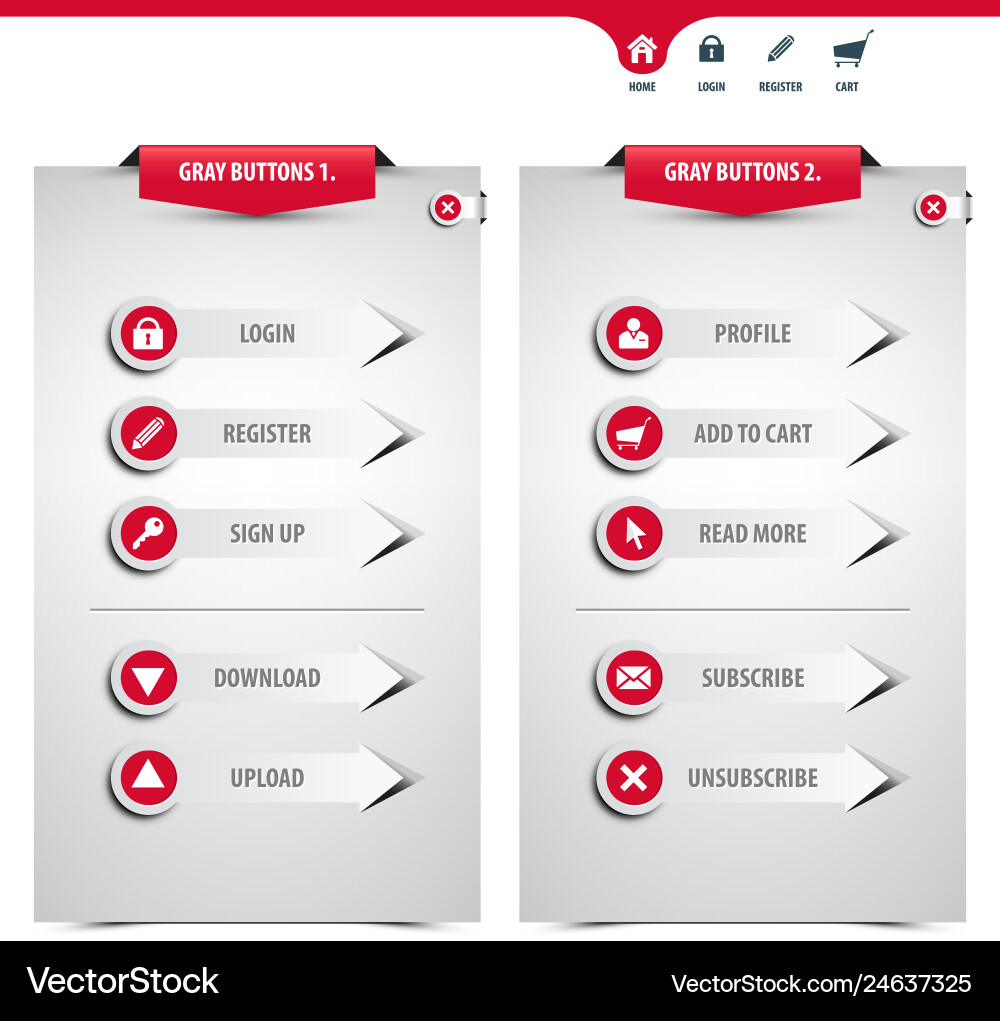 Set of gray web buttons Set of gray web buttons vector image