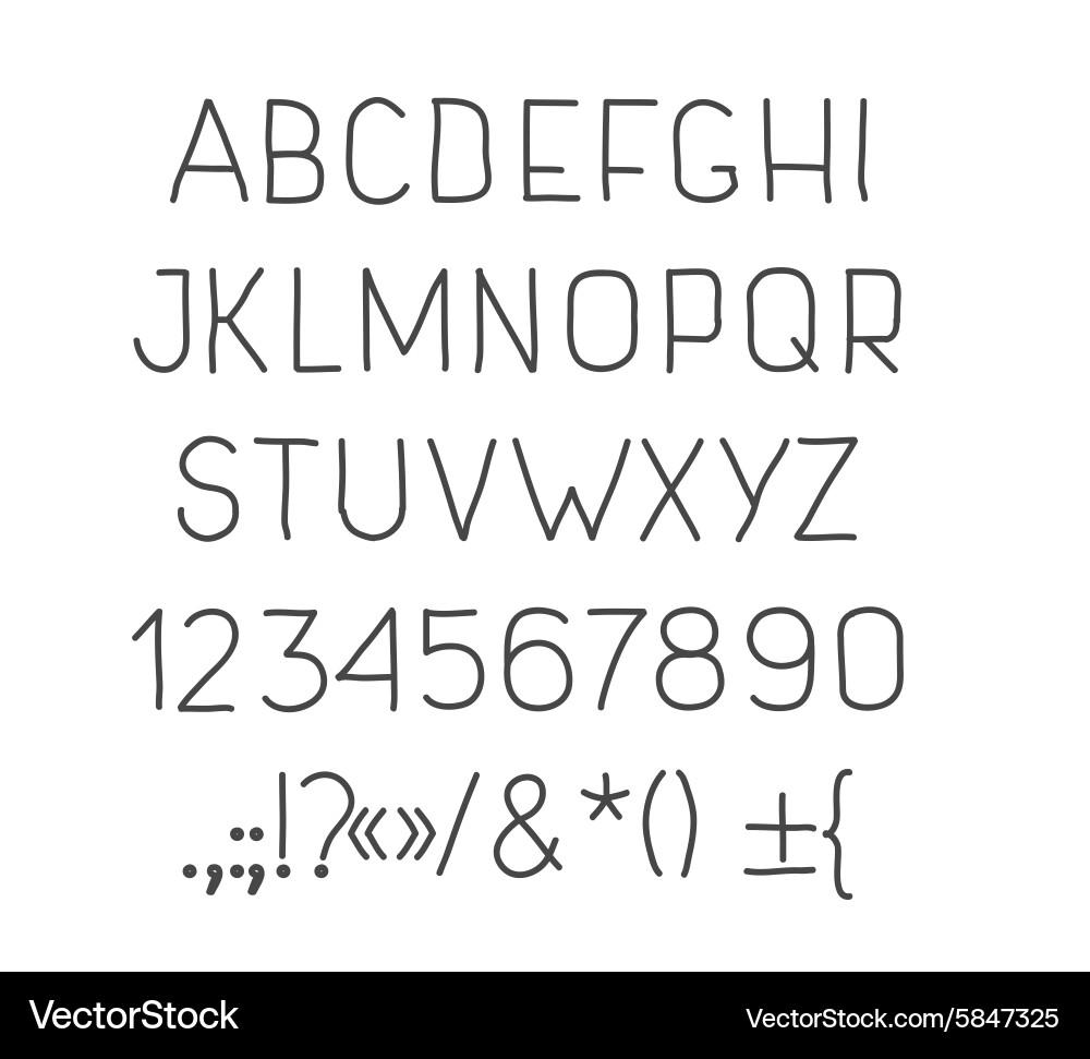 Type letters numbers and punctuation marks hand vector image
