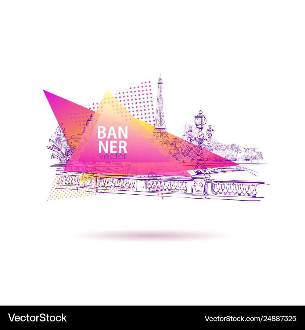 View from bridge alexander iii to eiffel tower vector image
