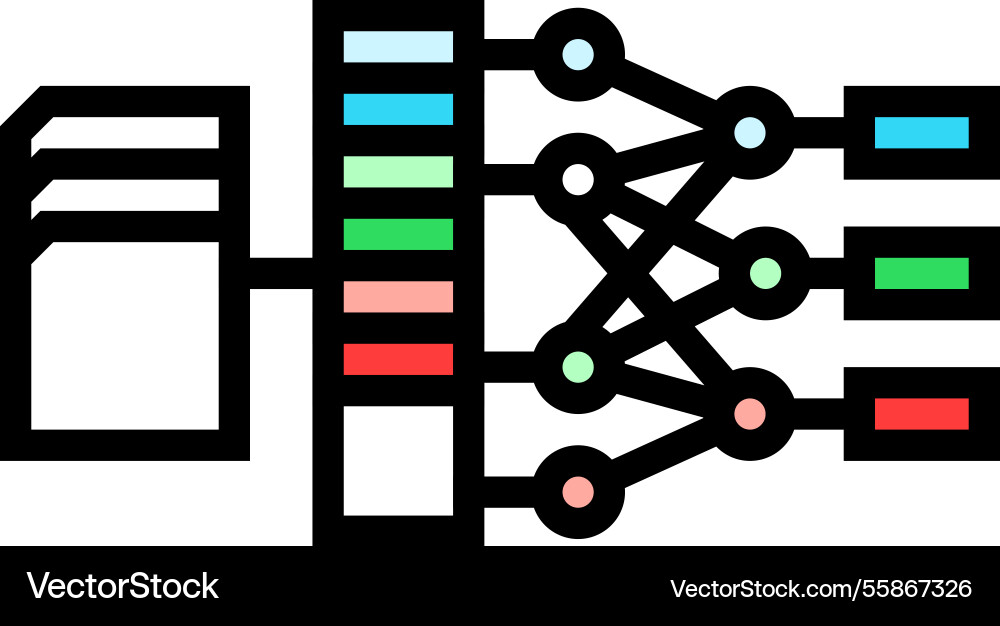 Feature extraction machine learning color icon Vector Image