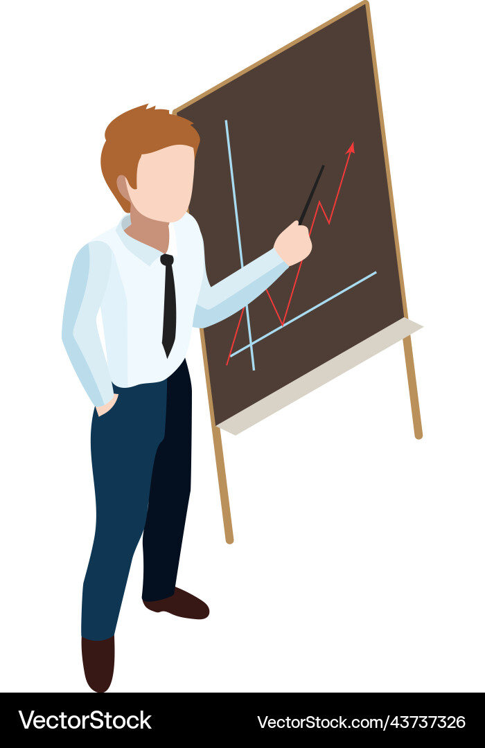 Man showing presentation chart board isometric vector image