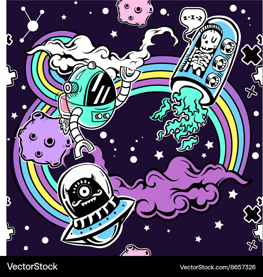 Robots & Rainbow Seamless Pattern vector image