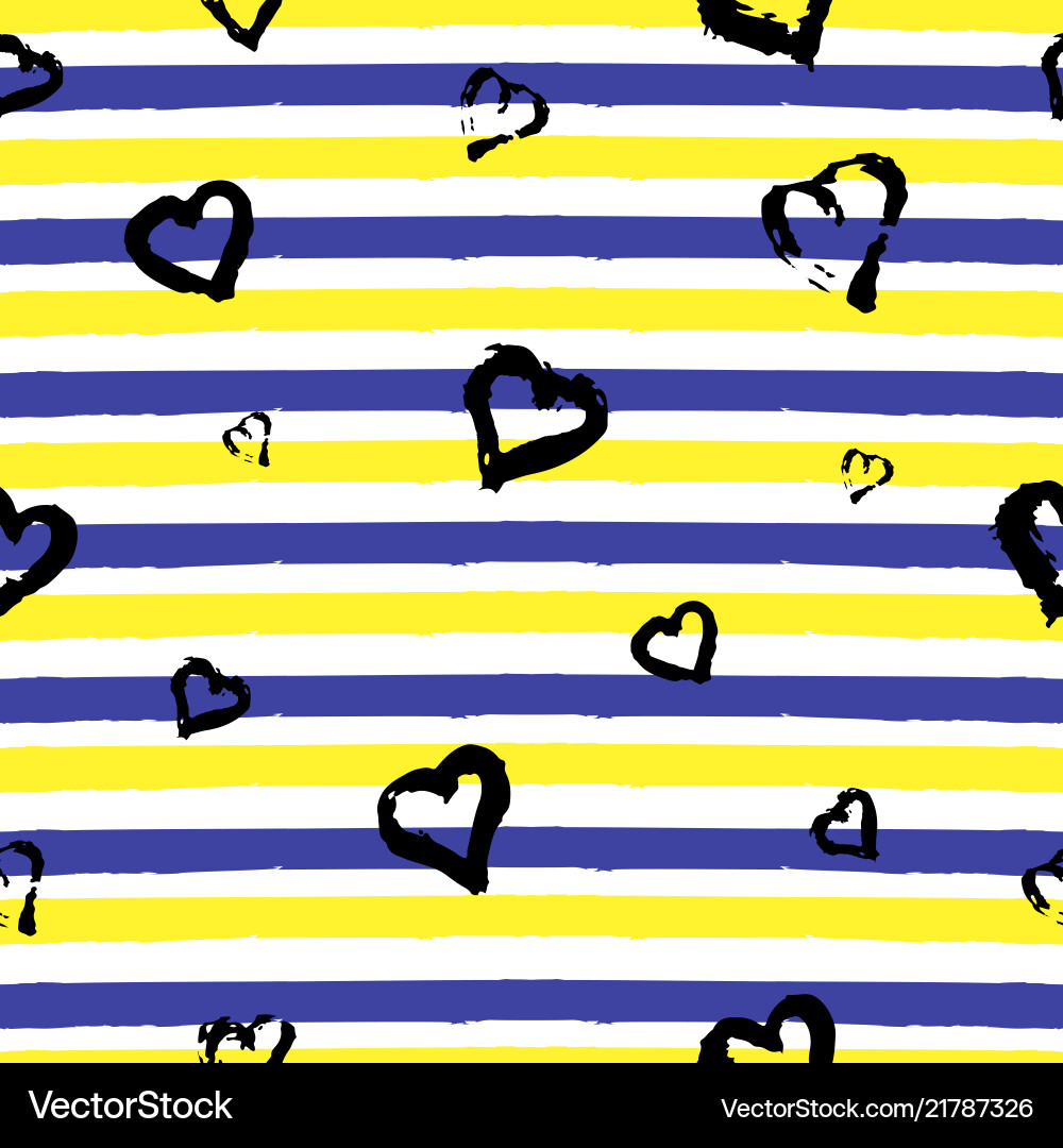 Seamless pattern with hand drawn heart on striped Seamless pattern with hand drawn heart on striped Vector Image