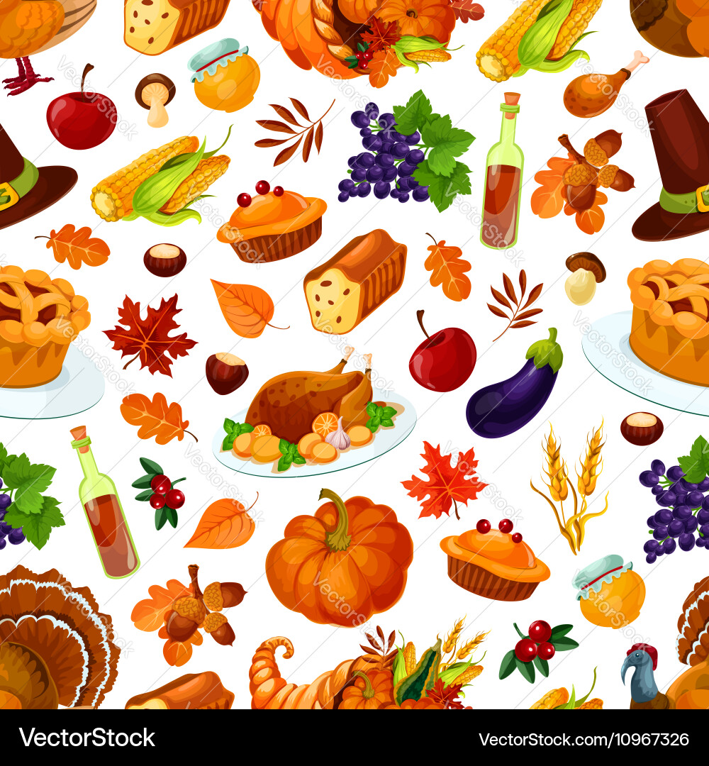 Thanksgiving Autumn Harvest Pattern vector image