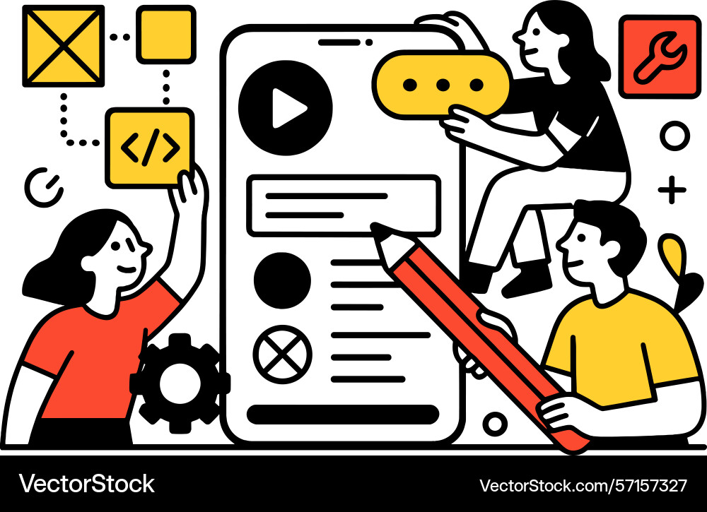 Creative teamwork on digital application design Vector Image