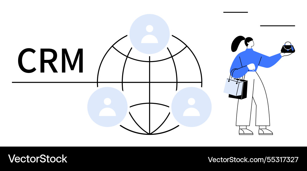 Crm concept with connected network Crm concept with connected network vector image