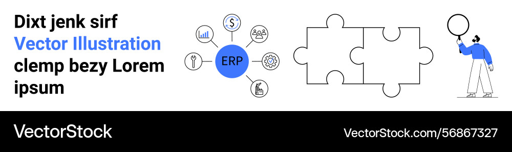 Erp structure with puzzle pieces and concept Erp structure with puzzle pieces and concept Vector Image