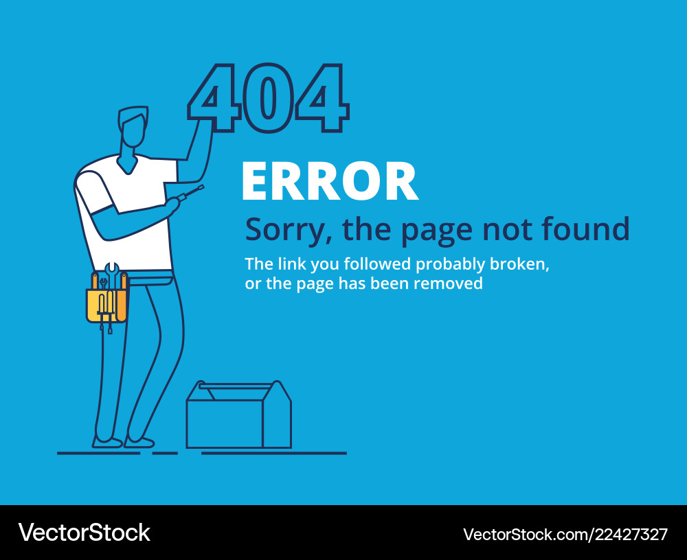 Error 404 page computer failure oops concept Error 404 page computer failure oops concept vector image
