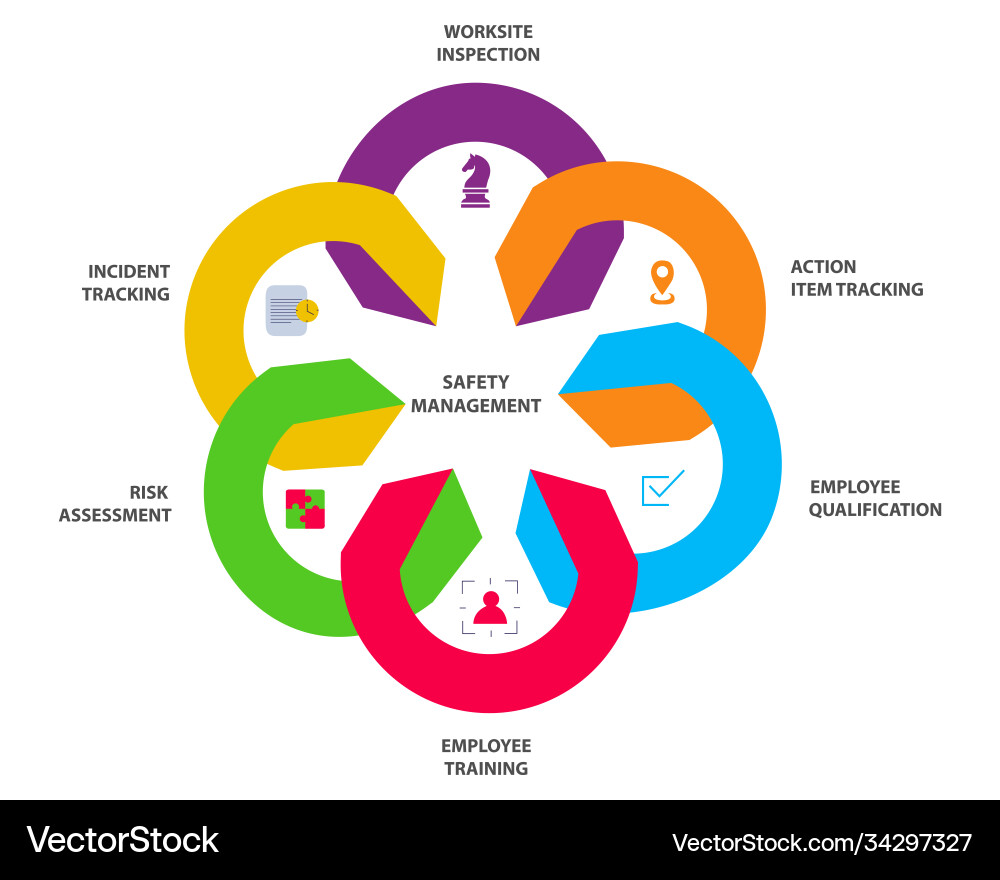 Safety management diagram infographic work site Vector Image
