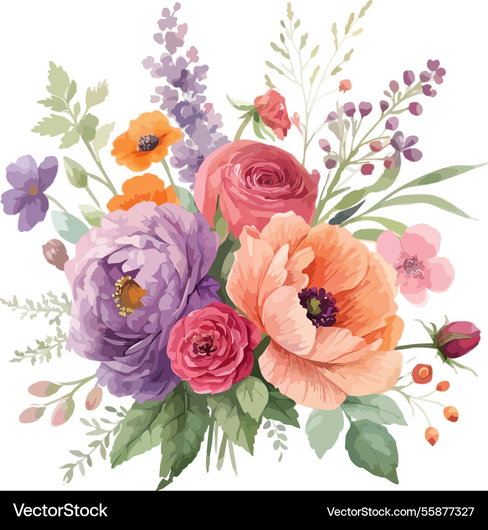 Schönes florales Bouquet Design mit weichem Pastell Schönes florales Bouquet Design mit weichem Pastell vektorbild