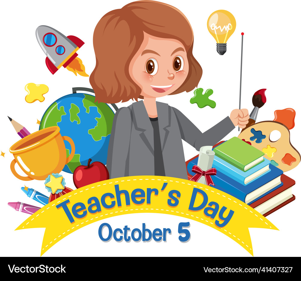 Teachers day banner with a female teacher Teachers day banner with a female teacher vector image