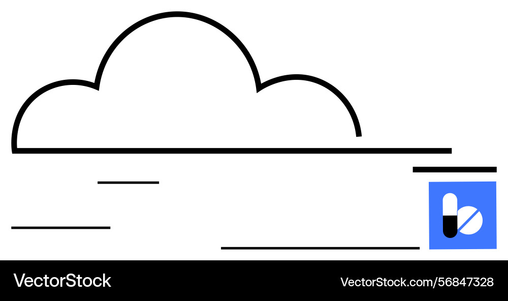 Cloud outline with smooth lines and app icon Cloud outline with smooth lines and app icon vector image