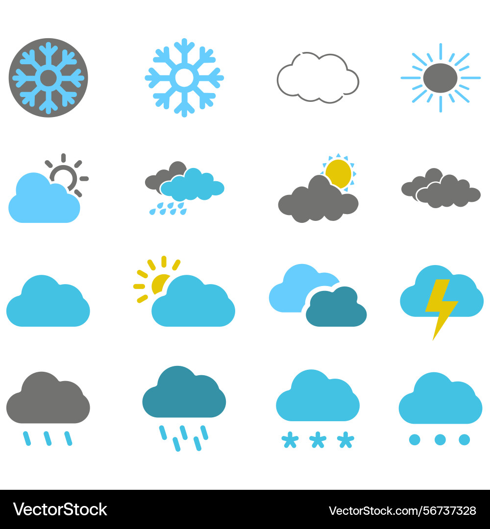 Clouds icons set of in different form vector image