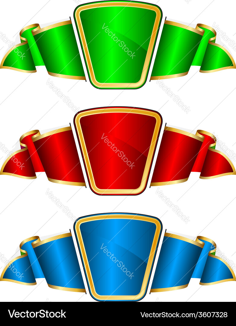 Collection frame with ribbon in 3 color Vector Image