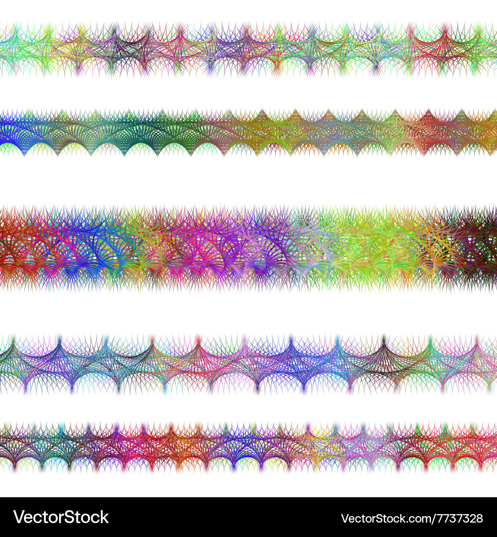 Color fractal page text divider line set Vector Image