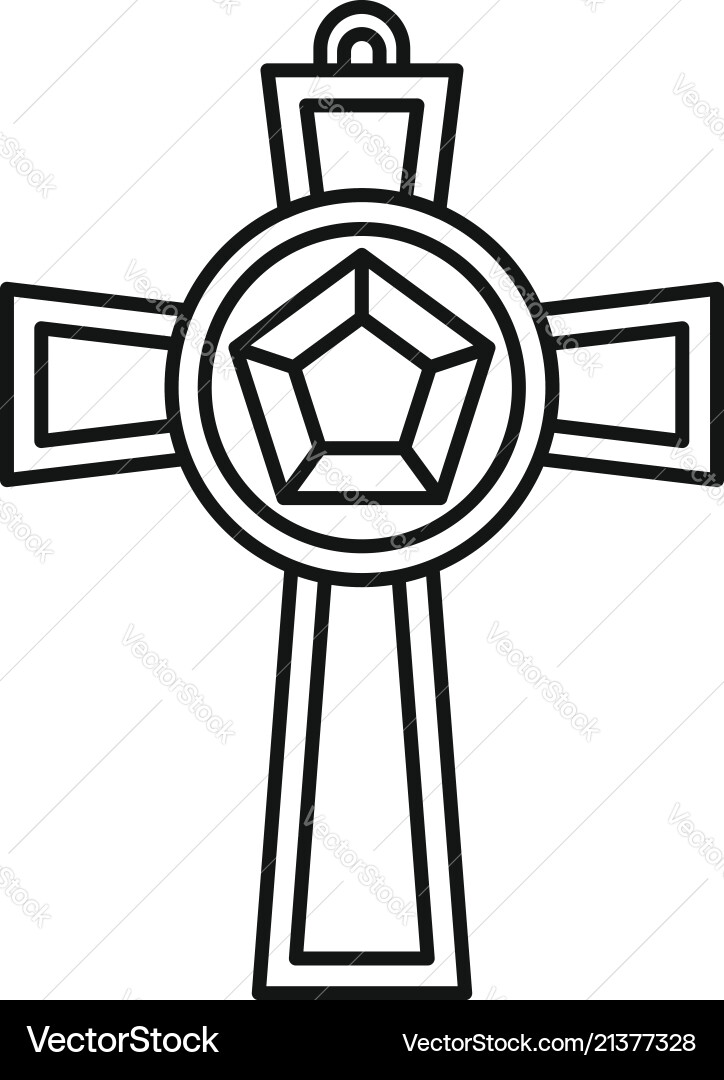 Gemstone cross icon outline style Gemstone cross icon outline style vector image
