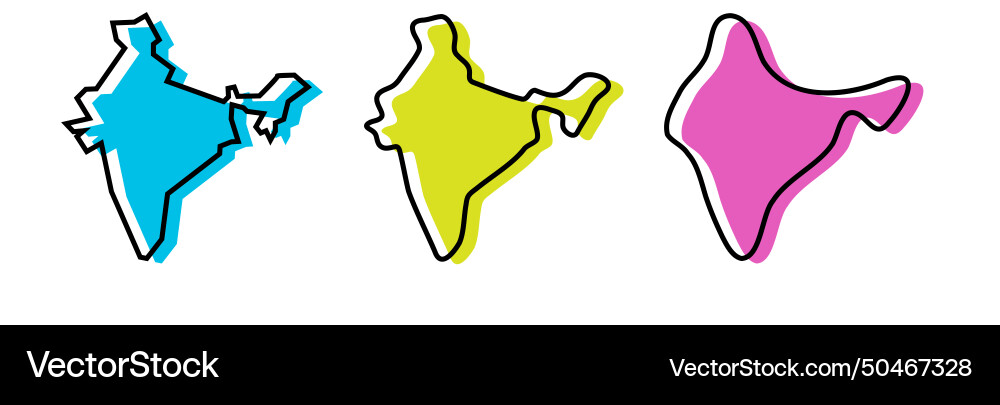 India country map in three levels Royalty Free Vector Image