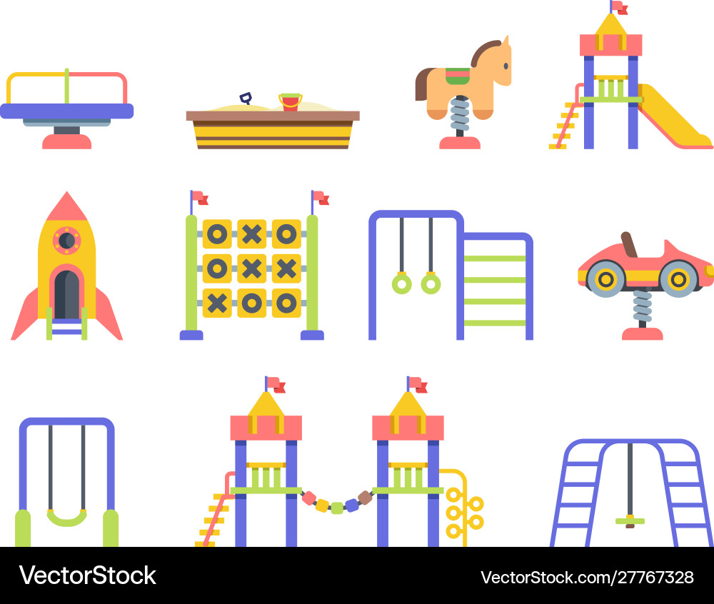 Kids Playground Objects - Flat Icons vector image