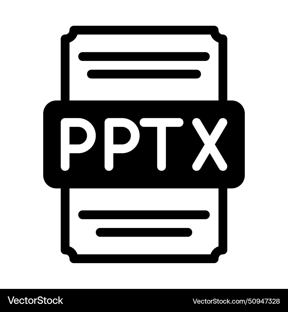 Pptx spreadsheet file icon with black fill design Pptx spreadsheet file icon with black fill design Vector Image