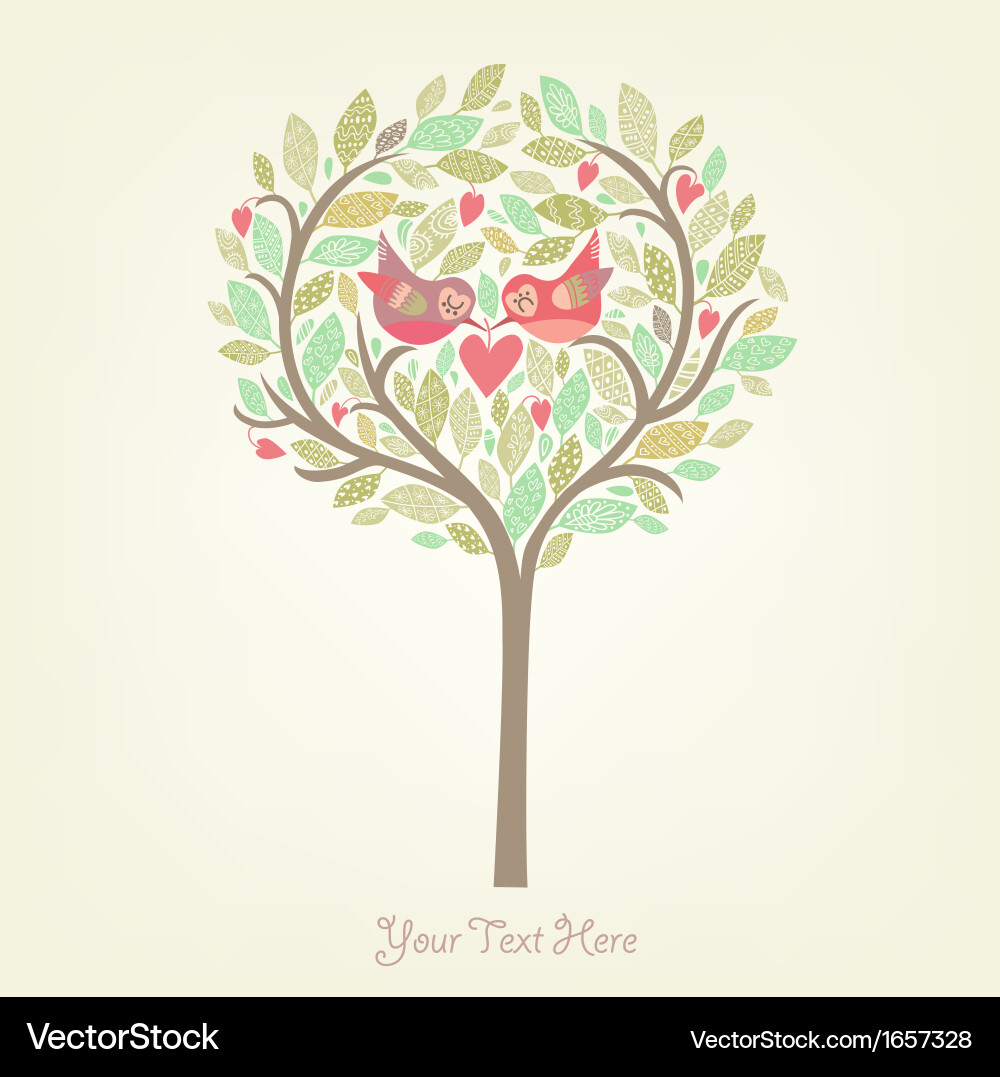 Romantic Birds in Love Background Vector Image