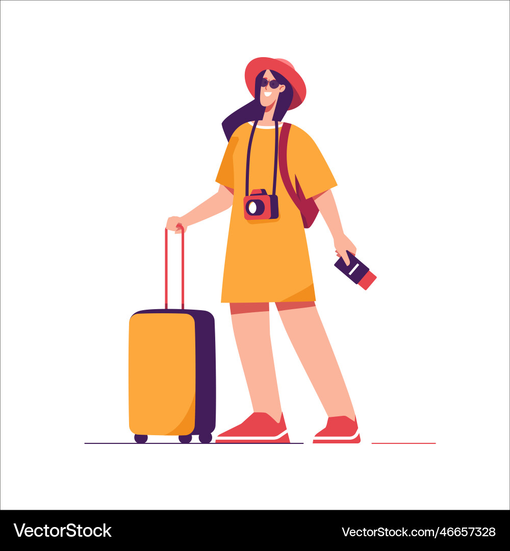 Woman tourist traveler Woman tourist traveler vector image