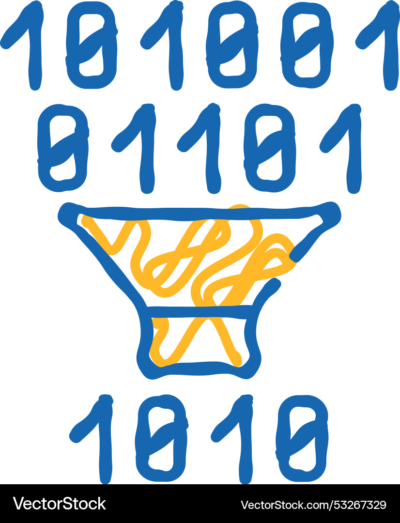 Binary code filtration icon doodle vector image