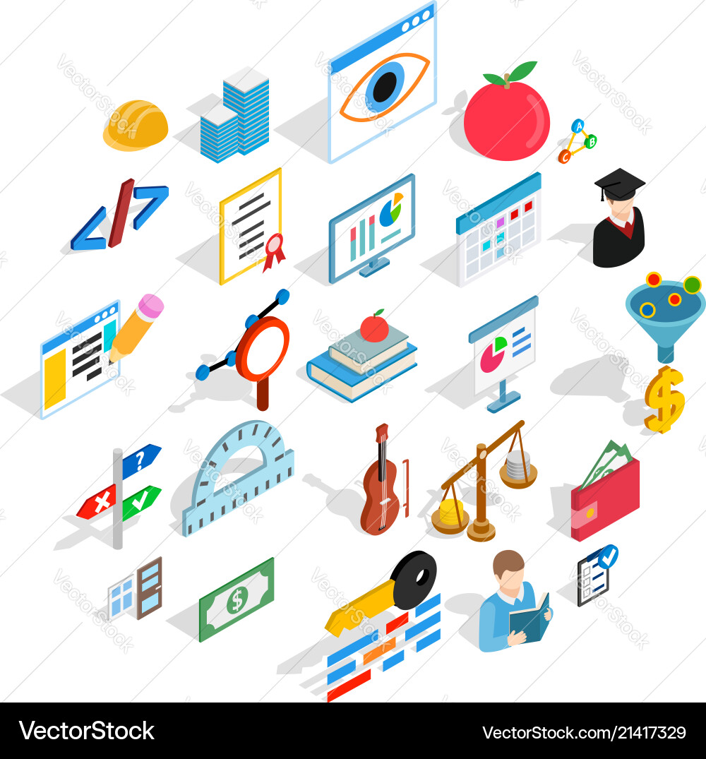 Computation icons set isometric style Computation icons set isometric style vector image