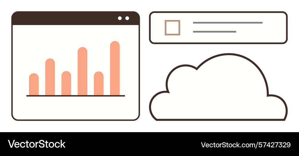 Data analytics dashboard with cloud storage Data analytics dashboard with cloud storage vector image