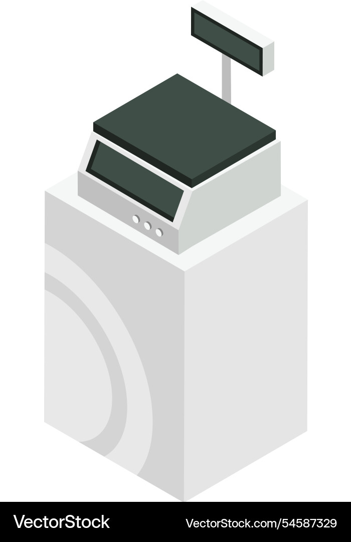 Electronic price computing scale with a customer Electronic price computing scale with a customer Vector Image