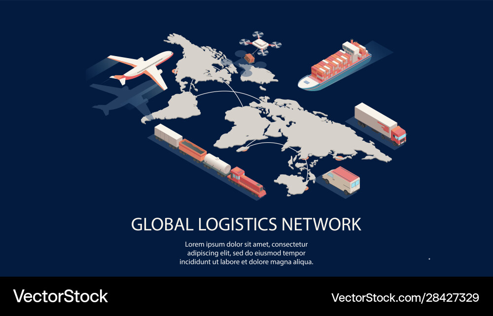Isometric global logistics network concept air Vector Image