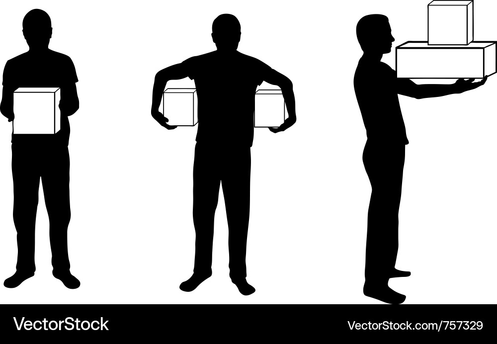 Man Holding Various Boxes Vector Image