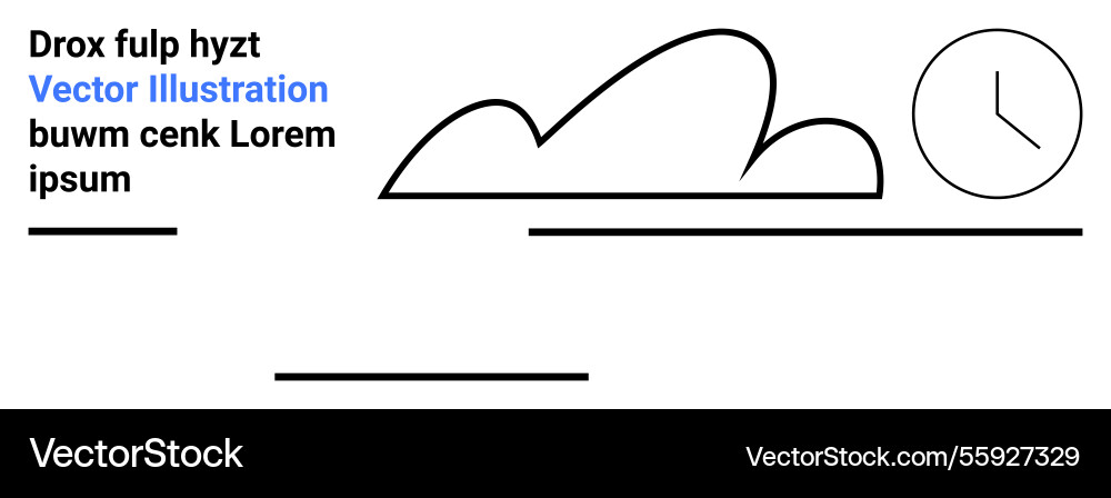 Minimalist cloud clock and text elements Vector Image
