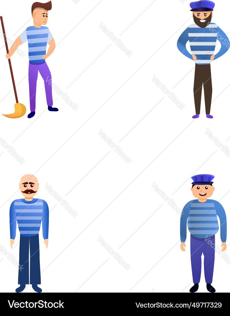 Seaman icons set cartoon sailor in uniform Seaman icons set cartoon sailor in uniform vector image