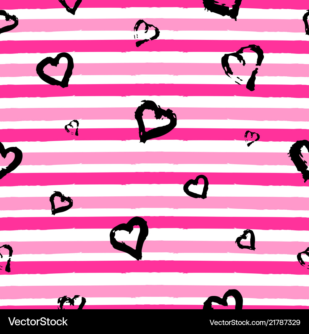 Seamless pattern with hand drawn heart on striped Seamless pattern with hand drawn heart on striped Vector Image