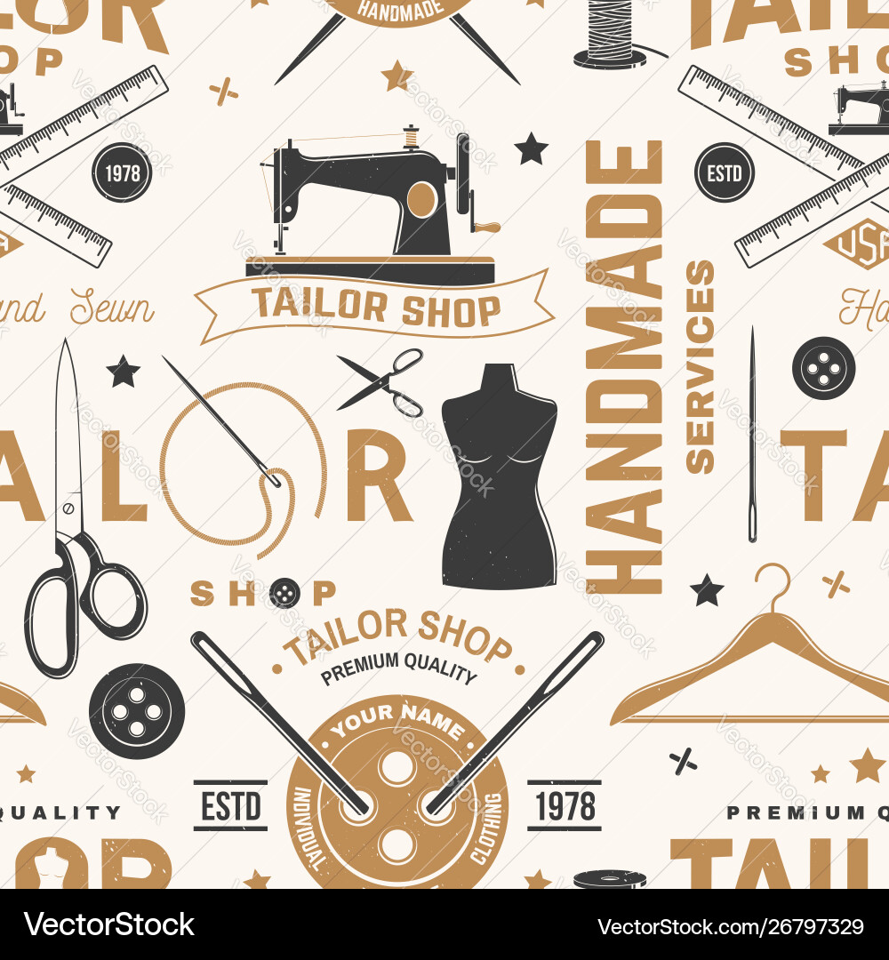 Tailor shop seamless pattern or background Tailor shop seamless pattern or background vector image