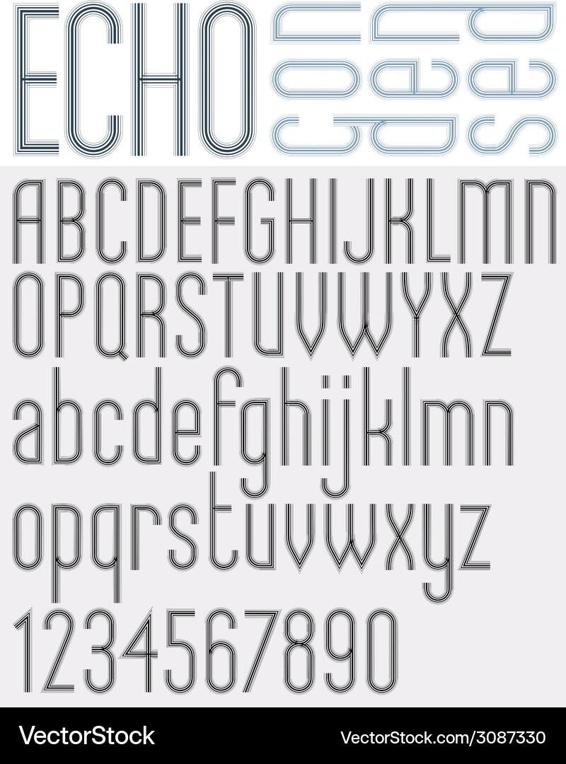 Echo retro striped rounded font Vector Image