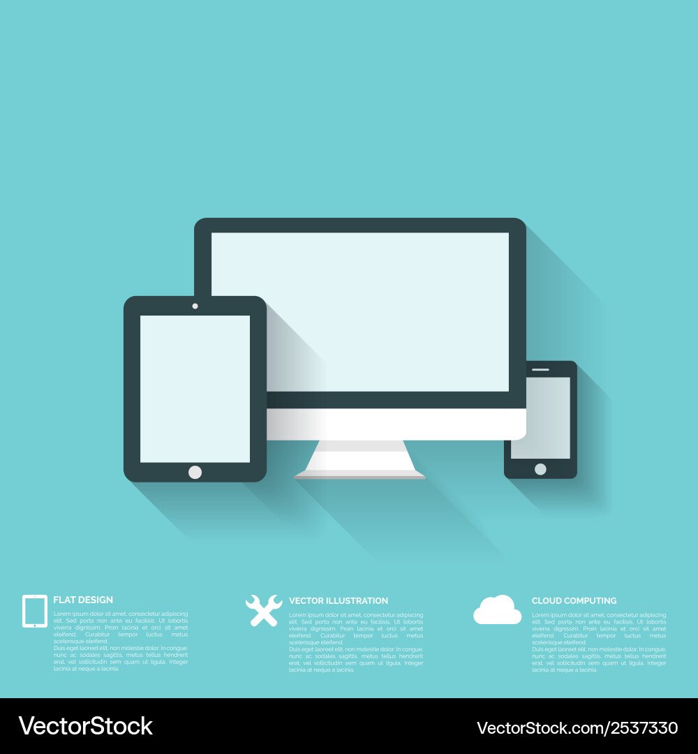 Flat abstract background with web icons interface Vector Image