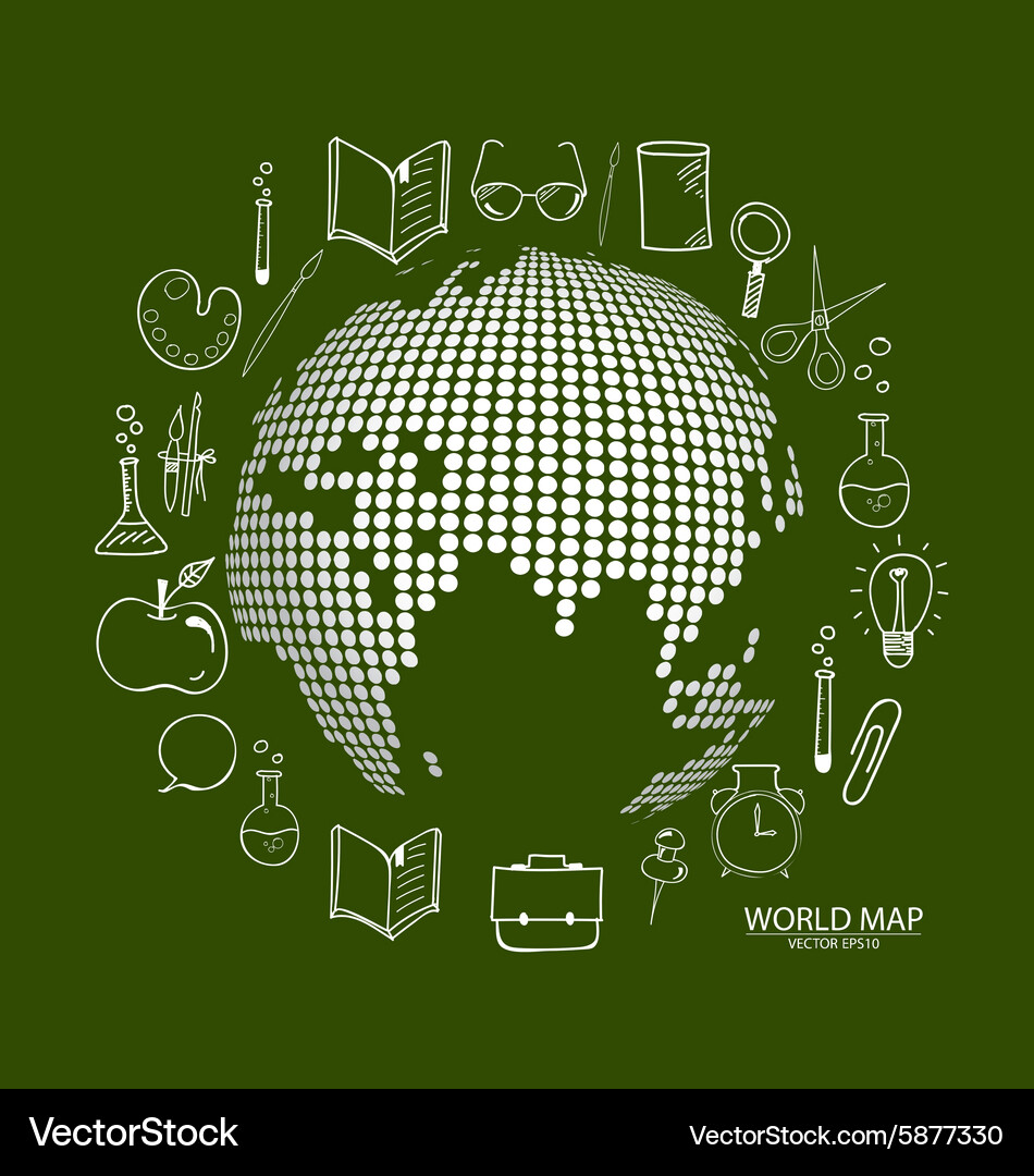 Modern globe with application icon template Vector Image