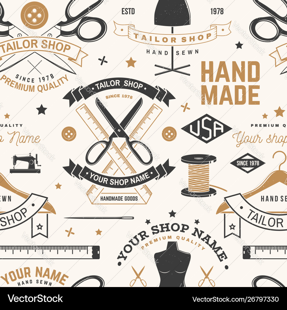 Tailor shop seamless pattern or background Tailor shop seamless pattern or background vector image