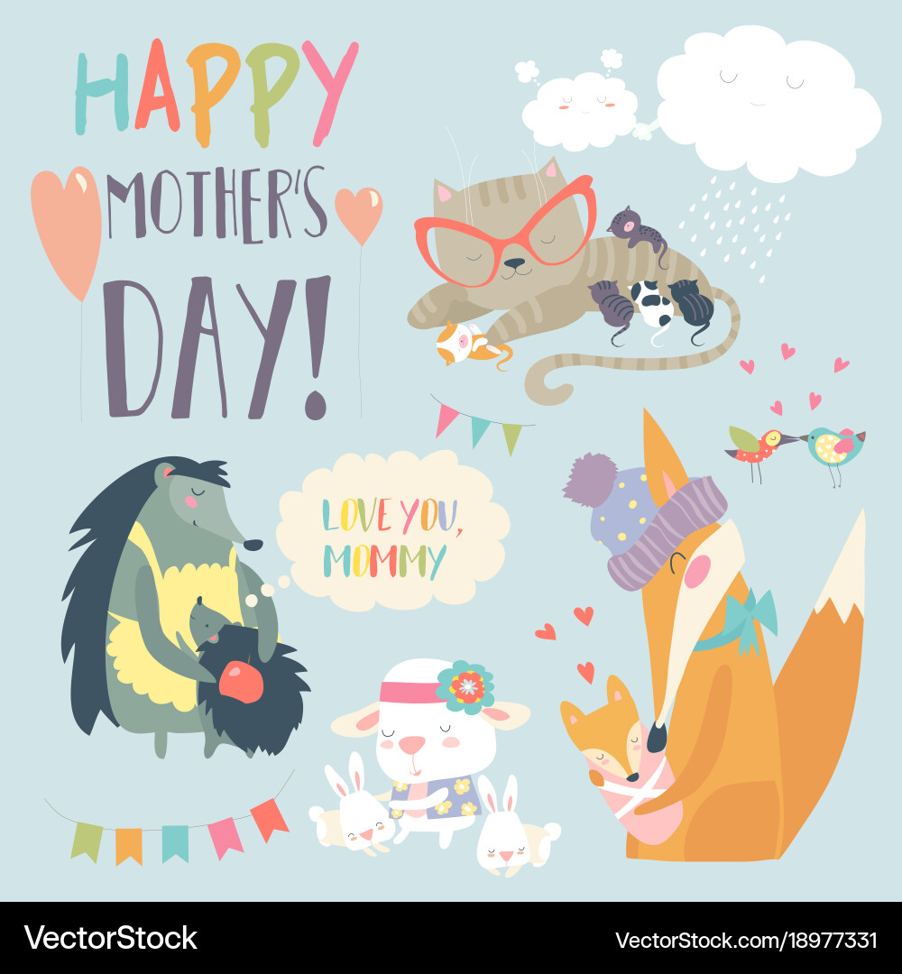 Adorable Animals and Cubs vector image